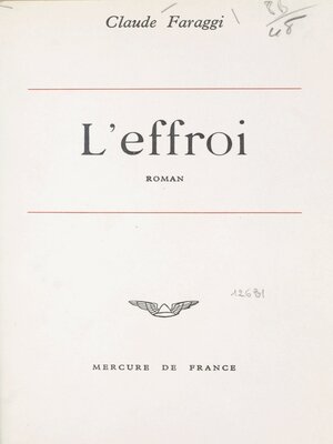cover image of L'effroi